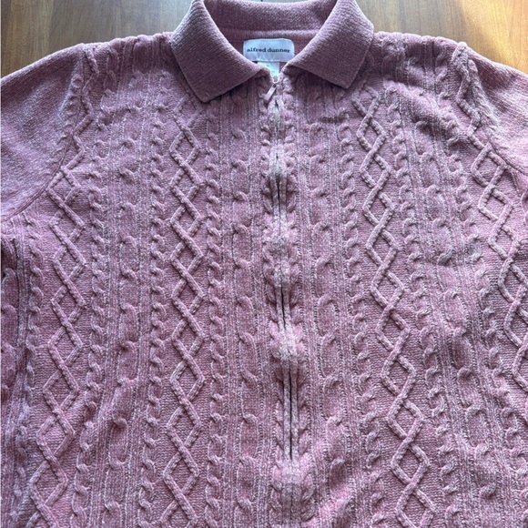 Alfred Dunner Pink Cable Knit Textured Women's zip up Cardigan - Picture 4 of 8